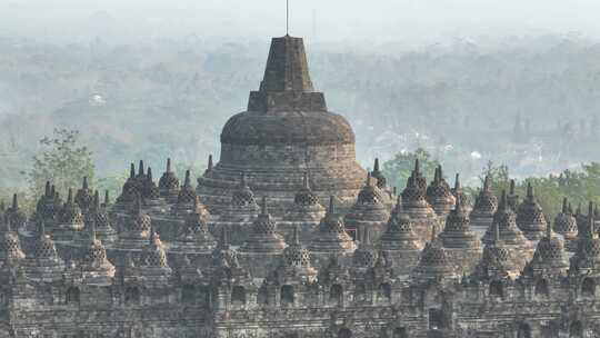 原创 印尼日惹婆罗浮屠神庙航拍建筑风光