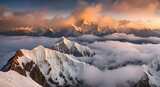 雪山云雾阳光山峰云海日出自然生态环境风景高清在线视频素材下载