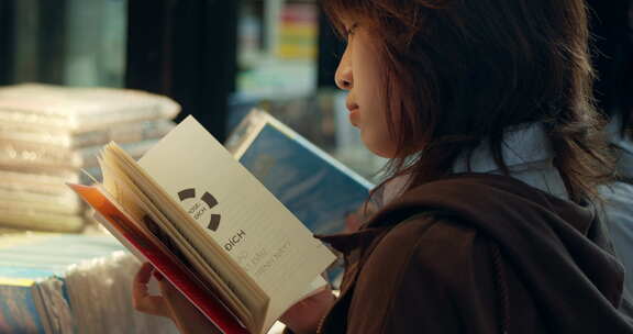 图书馆读书的女孩