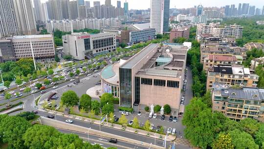 湖北美术馆武汉市东湖路航拍武昌区城市风景