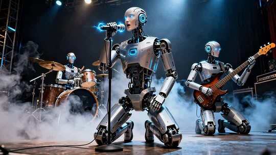 机器人舞台演奏表演素材