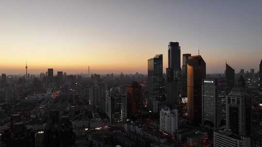 天津和平区天津大景夜景航拍