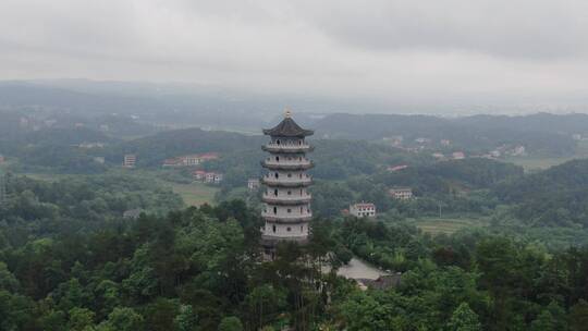 航拍湖南娄底双峰县文塔