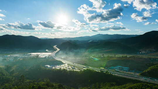 【延时】繁忙的高速公路逆光延时