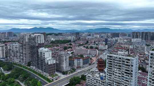 漳州古城航拍闽南古厝城市红砖瓦房漳州市区