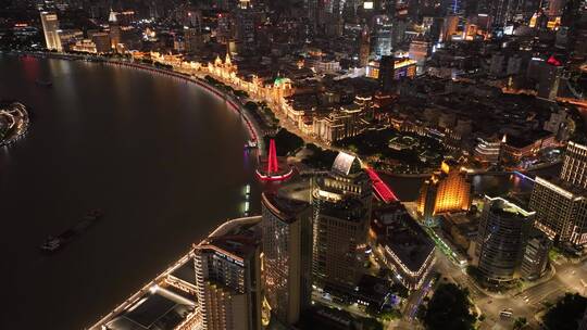 俯拍上海外滩夜景