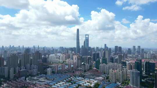 上海CBD陆家嘴延时航拍视频4K