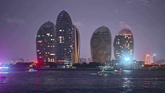 海南三亚凤凰岛城市夜景绚烂灯光秀