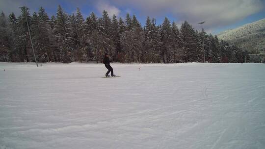 冬天大自然野外滑雪场滑雪的人