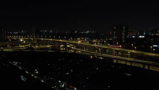 航拍南京拥堵交通夜景