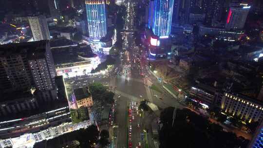 广西南宁城市夜景灯光航拍