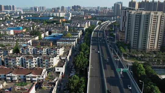 安徽合肥城市主干道高架交通长江东路视频素材模板下载