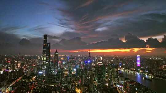 上海夜景 陆家嘴夜景 金融城 城市晚霞