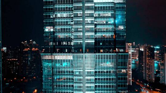 上海金茂大厦夜景航拍视频素材模板下载