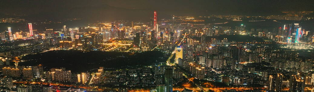 深圳高画质宽屏航拍大全景夜景