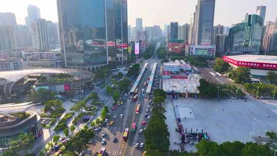 广州天河区天河路正佳广场航拍车流交通城市