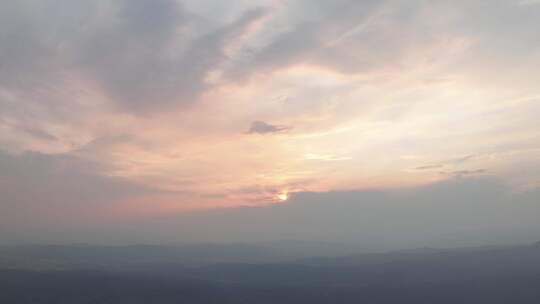 延时航拍山川黄昏云彩