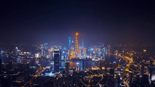 上海天际线夜景航拍