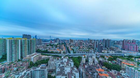广州城市建筑群与天空云彩延时风光