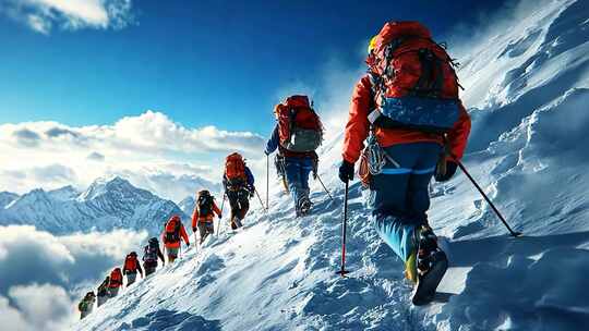 登山者攀登雪山