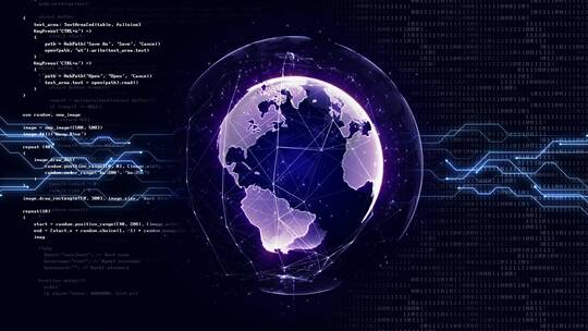 紫色地球连接网络技术概念图