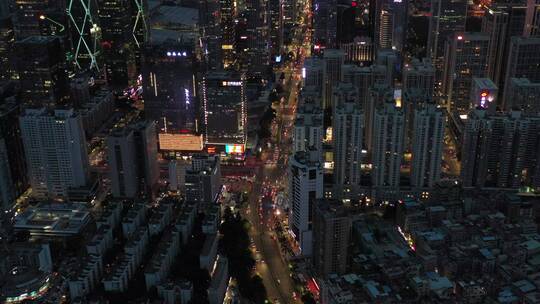 城市夜景俯拍航拍视频