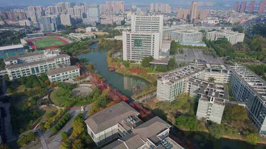 航拍福建江夏学院景观