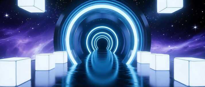 科幻风格光影隧道空间