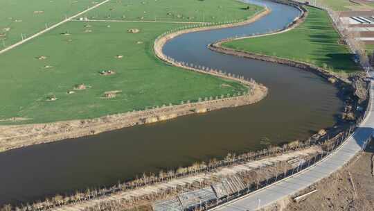 航拍 风景 景色 河流 河道 水 湖