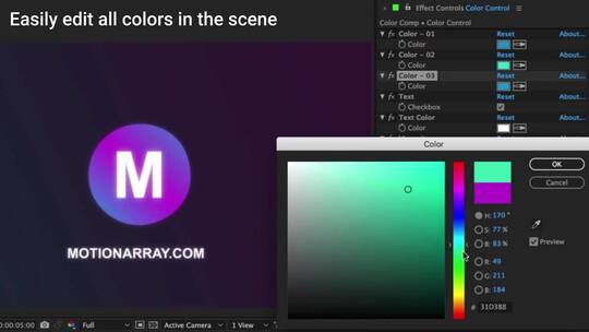 彩色斑点颜色可调动态展示logo标志标识预告片营销视频开场AE模板