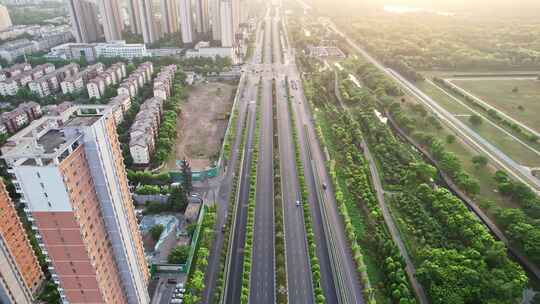 洛阳城市大景道路交通车流航拍