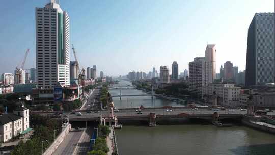 天津海河风景大光明桥城市风光航拍