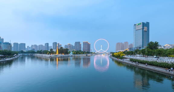 天津之眼城市风光入夜延时视频素材模板下载