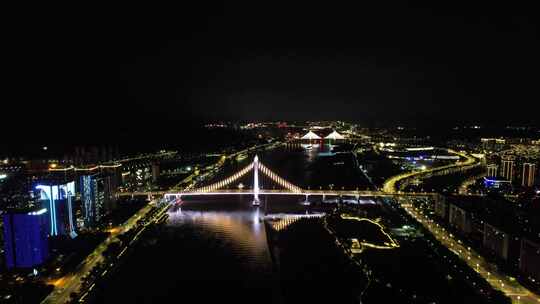 福建福州鼓山大桥夜景灯光航拍