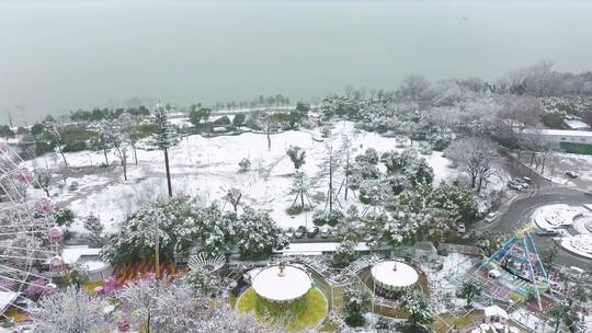 武汉东湖风景区冬季雪景风光