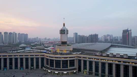 天津市中心海河风景城市夜景航拍