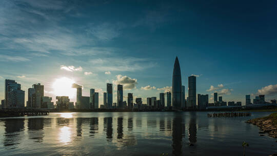 深圳后海深圳湾总部天际线晚霞