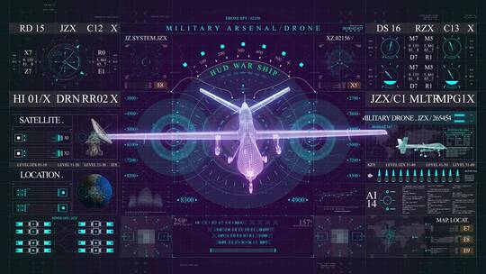 科幻无人机HUD科技屏幕操作系统交互节目UI