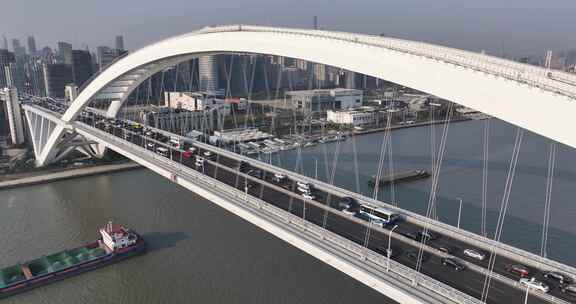 上海卢浦大桥航拍空镜