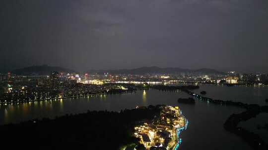 广东肇庆星湖国际湿地公园岩前村夜景