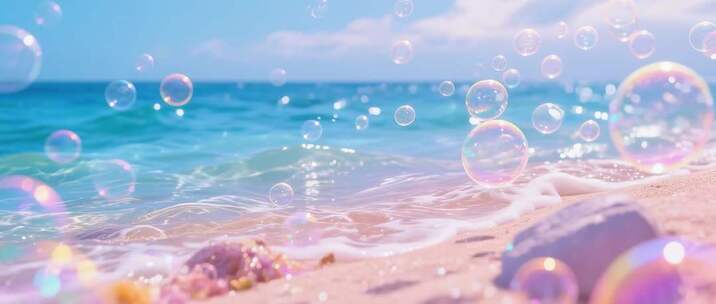 海边沙滩气泡梦幻场景