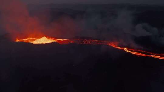 火山，熔岩，山，火