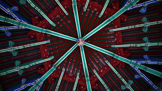 古建筑内部屋顶仰视画面