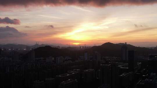 浙江台州日出日落晚霞夕阳航拍