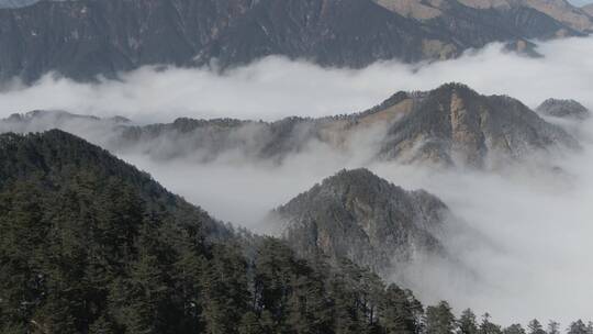 冬季的西岭雪山山顶航拍