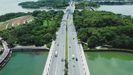 航拍深圳湾公路大桥