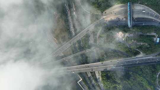 航拍云端下的深圳高速公路视频素材模板下载