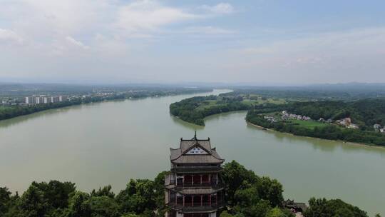 旅游景点湖南常德桃花源5A景区航拍