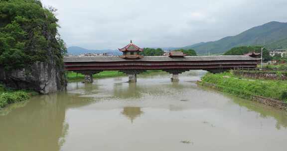 福建省龙岩市连城县云龙廊桥航拍