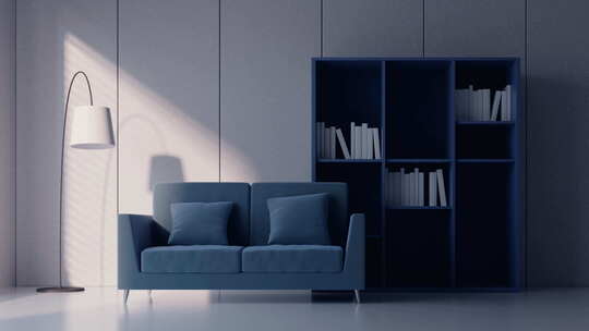 简约的室内空间沙发和变换的光影
